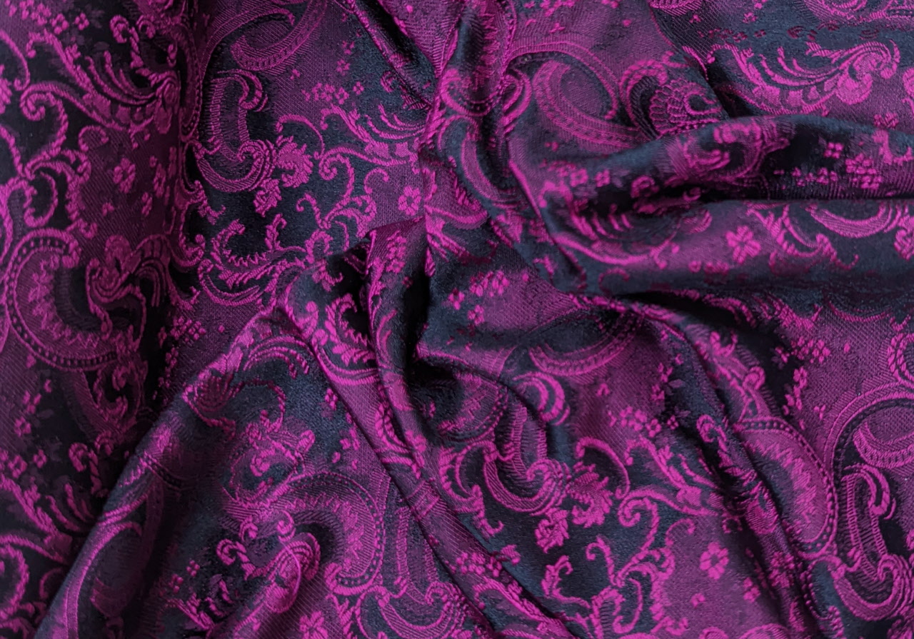 Jac-3202, Jacquard, 100% Seide, black/magenta, EU-made, 75 x 50 cm ...