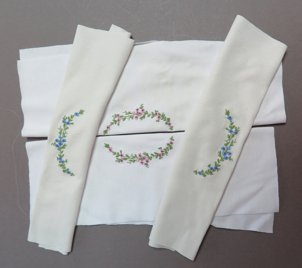 STF, Embroidered knit fabric, 2 pcs. each 23 x 17 cm, mirrored