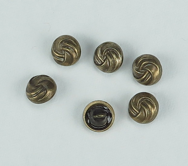 Button, ant. brass, 8 mm, per 4 pcs