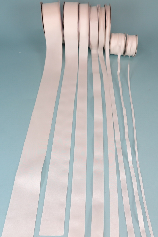 Silk ribbons, natural white, various widths