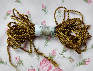 VtgAnt-26,Vintage, braid, rayon with cotton filler, olive, 5.5 mm, per meter
